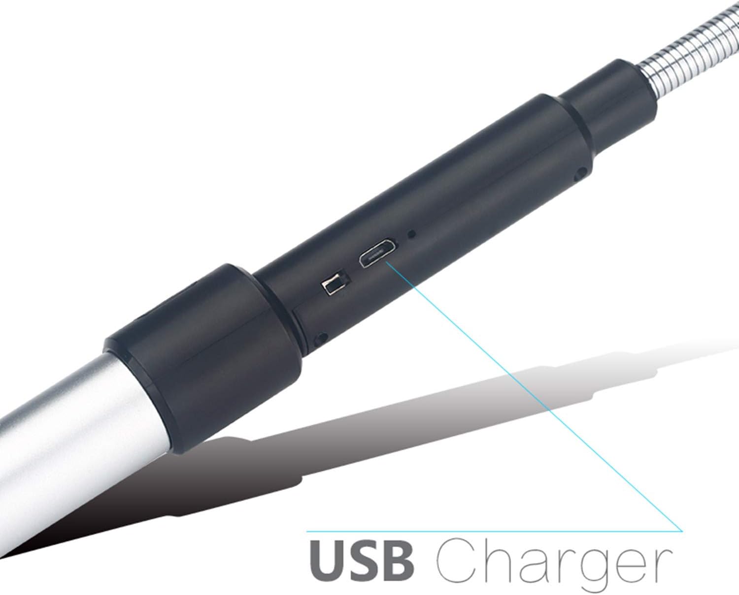 Encendedor telescópico de velas eléctrico recargable por USB, encendedor de plasma, perfecto para el hogar, cocina, fuegos artificiales (plateado)