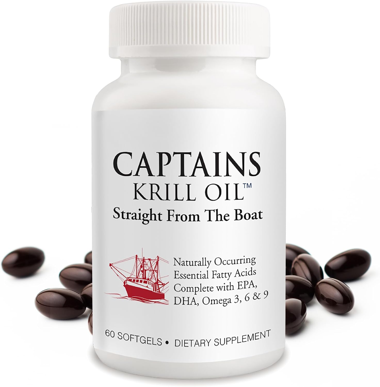 Captains Pure – Cápsulas blandas de aceite de krill antártico  Omega 3 EPA, DHA con astaxantina y fosfolípidos, sin aditivos ni productos químicos,