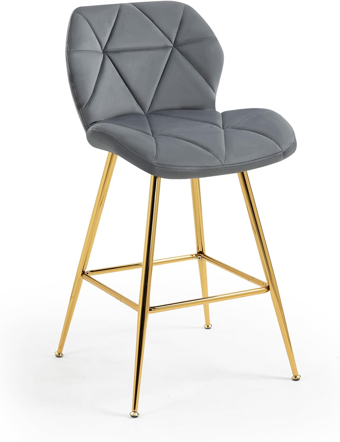 ZJhome Juego de 4 taburetes de bar modernos de terciopelo de 24 pulgadas, taburetes de bar de altura de encimera con reposapiés y patas doradas para