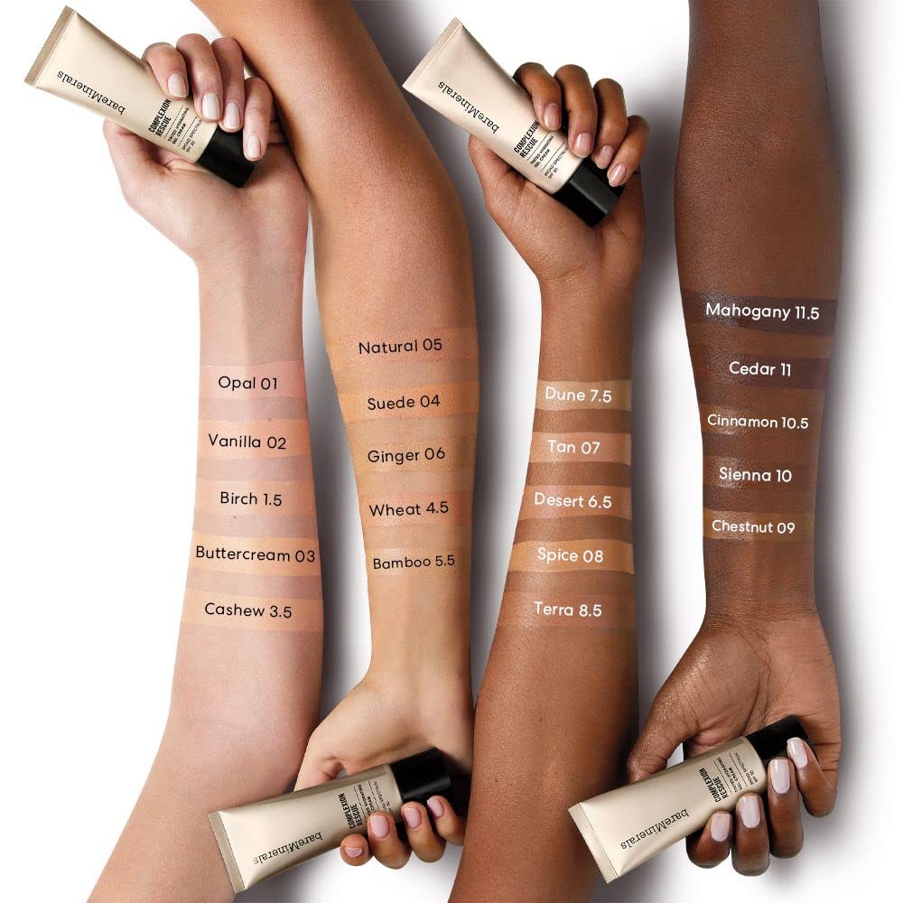 bareMinerals Complexion Rescue – Hidratante tintado para rostro con SPF 30 + ácido hialurónico, protector solar mineral tintado hidratante para