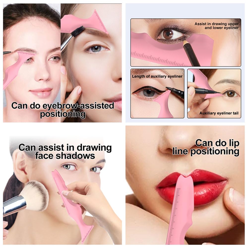YRAKOZIN Plantillas multifuncionales para delineador de ojos 4 piezas, juego de herramientas de maquillaje de ojos ayuda delineador de ojos + regla