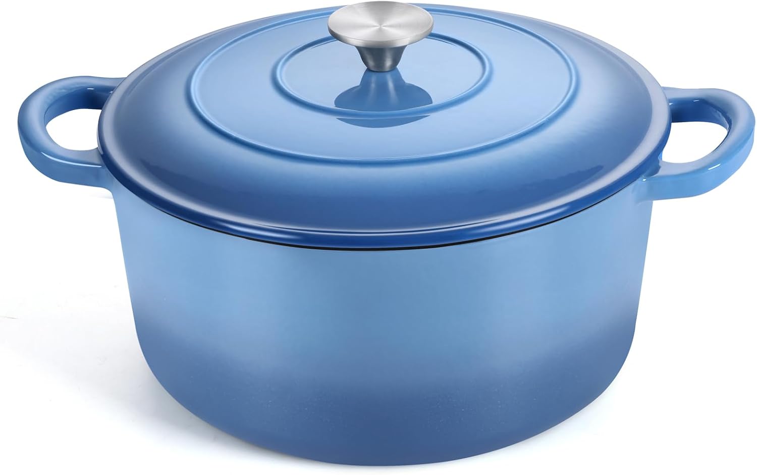 TeamFar Horno holandés de 6 cuartos de galón con tapa, horno holandés antiadherente esmaltado de hierro fundido para guisar y hornear, apto para