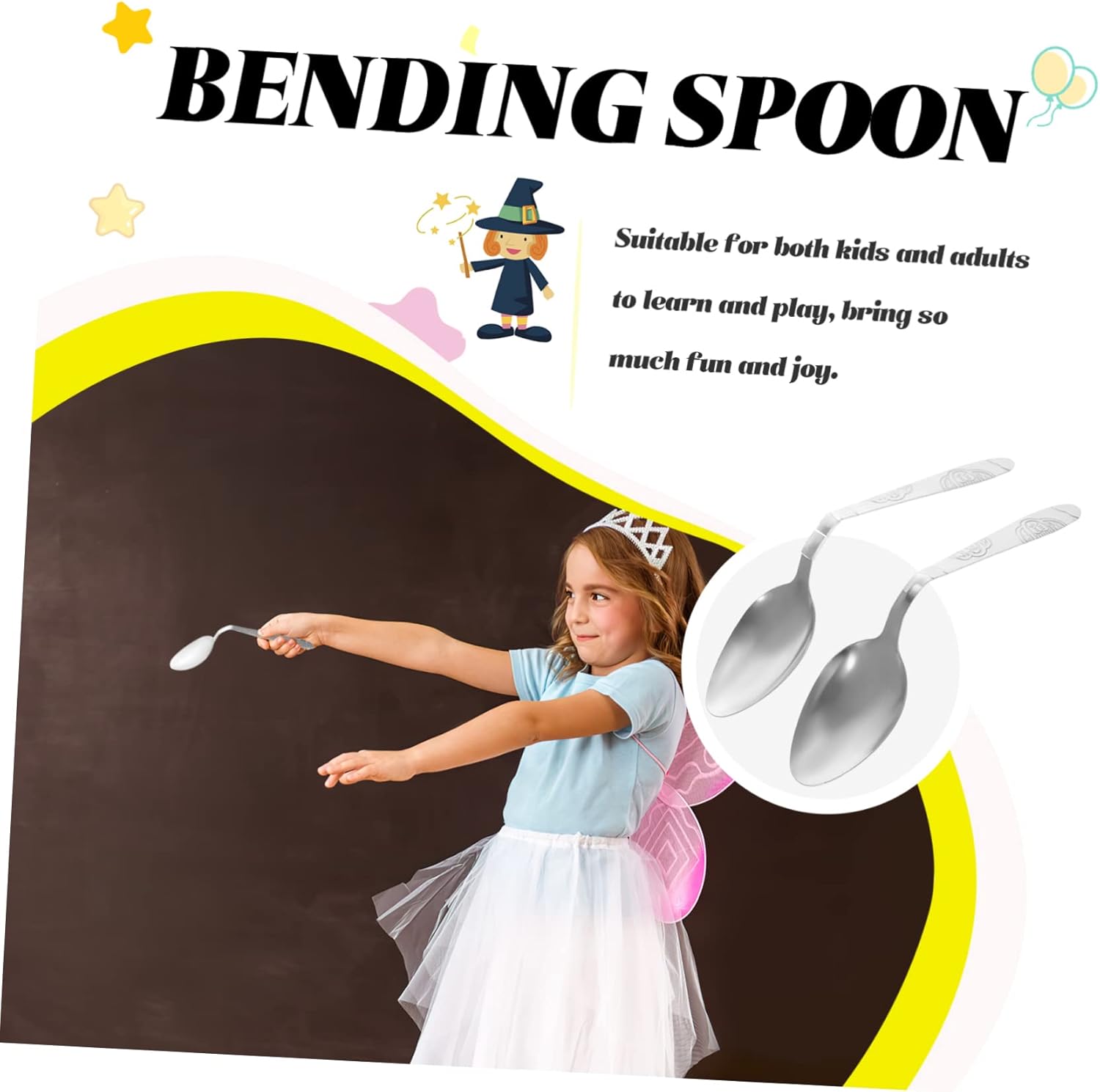 ibasenice Cuchara curvada para niños, 24 piezas, cucharas para niños, juguetes para niños, juego de cuchara de doblado de magos, cuchara de truco de