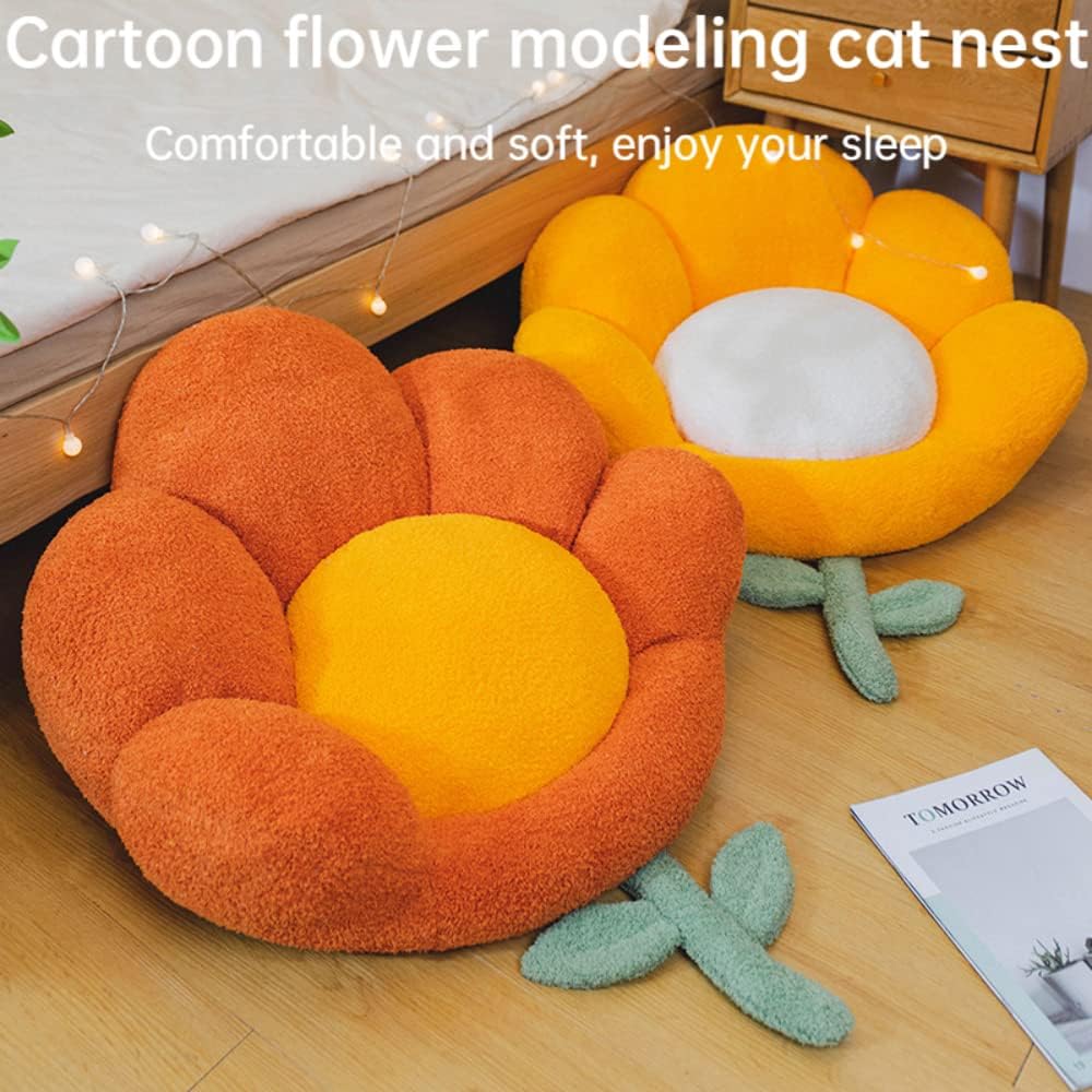 SSDHUA Sofá cama con forma de flor para gatos, lindo y cómodo, nido para gatos, grueso, antideslizante, suave, cama para mascotas, cojín