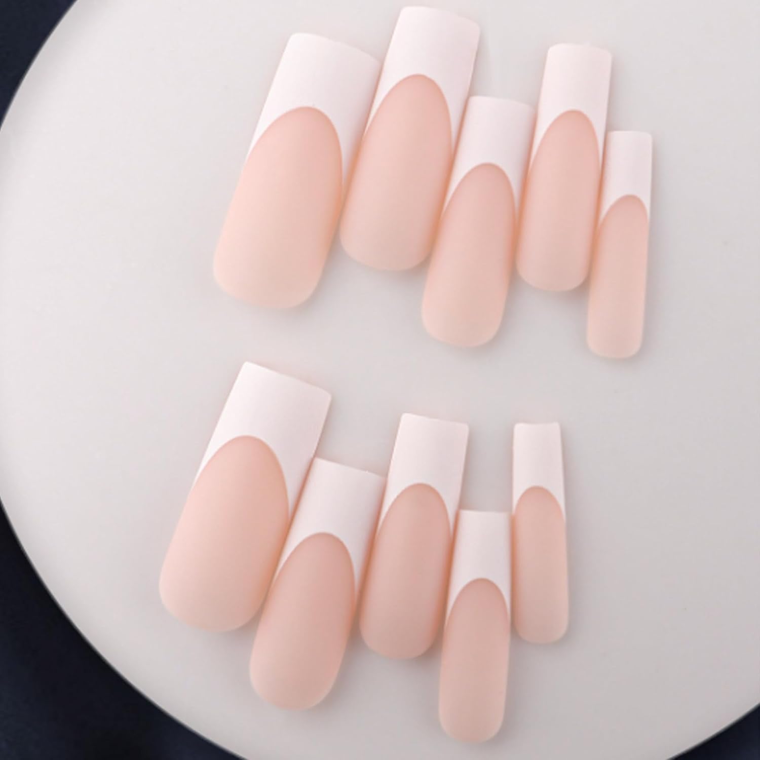 Uñas postizas cuadradas francesas largas, uñas postizas acrílicas de cobertura completa, uñas postizas largas para mujeres y niñas, 24 unidades