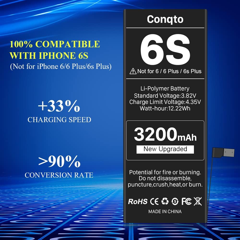 3200 mAh Batería para iPhone 6S (nueva versión 2023), nuevo reemplazo de batería de 0 ciclos de mayor capacidad mejorada para iPhone 6S modelo