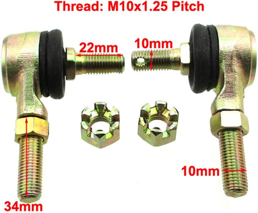 TC-Motor M10 x 1.25 pernos extremos de barra de acoplamiento de bolas izquierda y derecha para Hammerhead Trailmaster 150 150cc 150xx 150XRS Go Kart