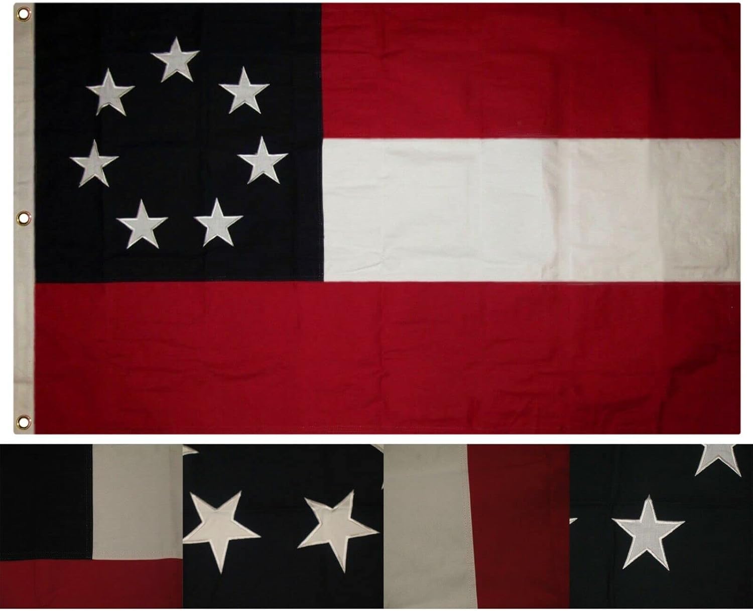 Premium 3×5 Embroidered First and Bars 7 100% Cotton Flag WClips