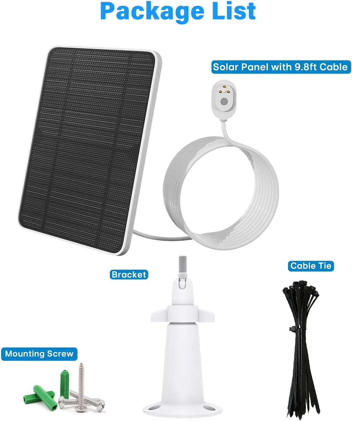 Panel solar de carga mejorada compatible con Pro 5S, Arlo Pro 4, Pro 3, Pro 3, Ultra 2, Ultra, panel solar de 4 W con cable de carga de 9.8 pies,