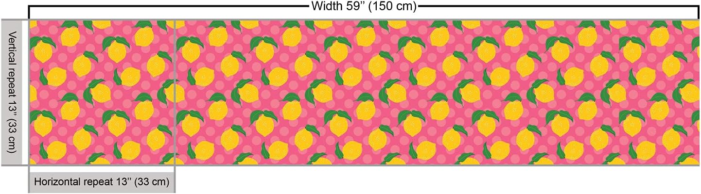 Ambesonne Tela de limón de The Yard, Limones con hojas sobre un fondo de lunares, tela decorativa para tapicería y detalles del hogar, 1 yarda,