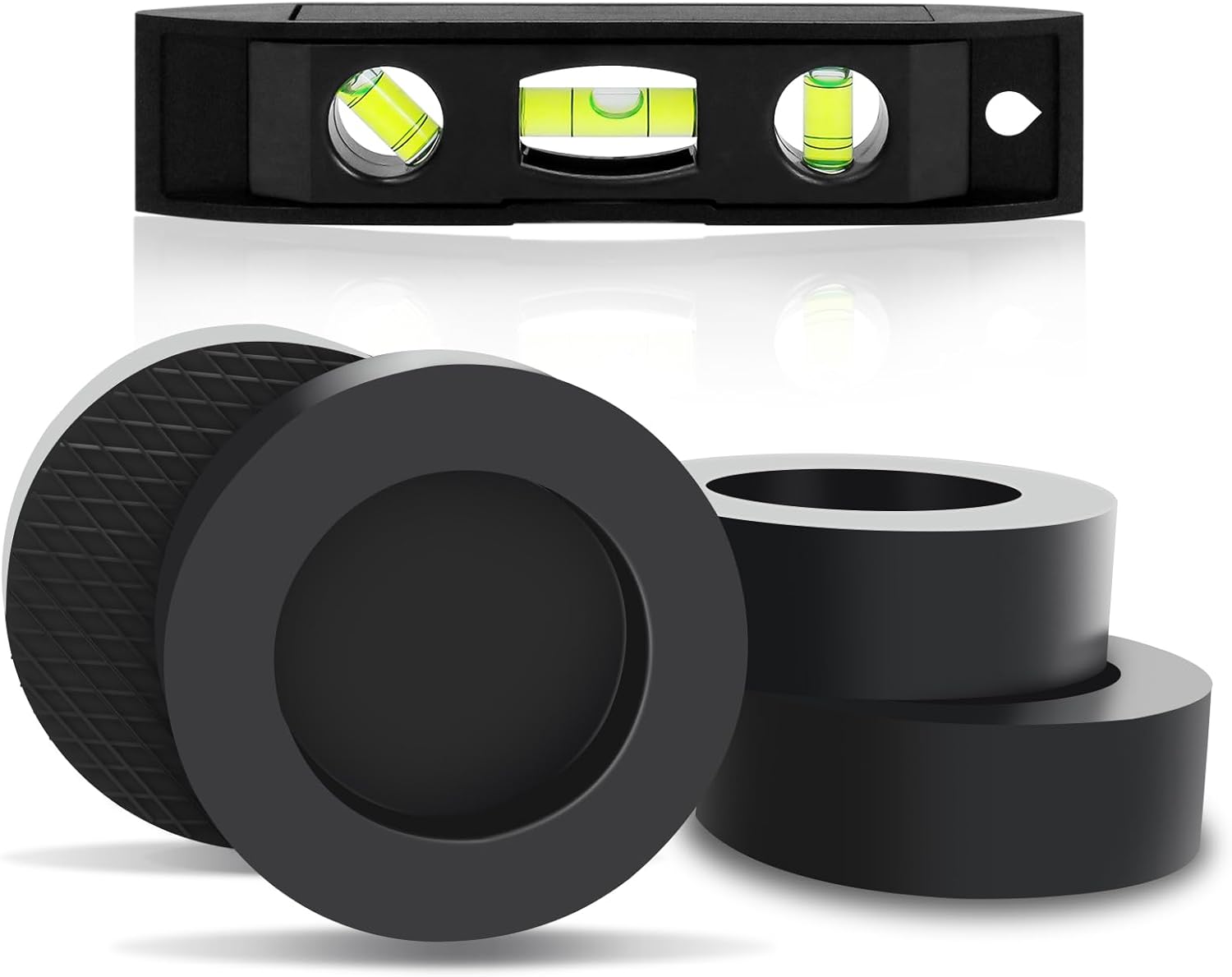 Almohadillas antivibración juego de 4 con nivelador, almohadillas universales para lavadora y secadora, reducen el ruido, evitan la vibración y