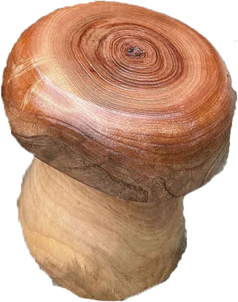 Taburete de tocón de árbol de forma natural de 10 x 10 x 15 pulgadas de alto, mesa de planta de tocón lateral con extremo de hongo, acabado de