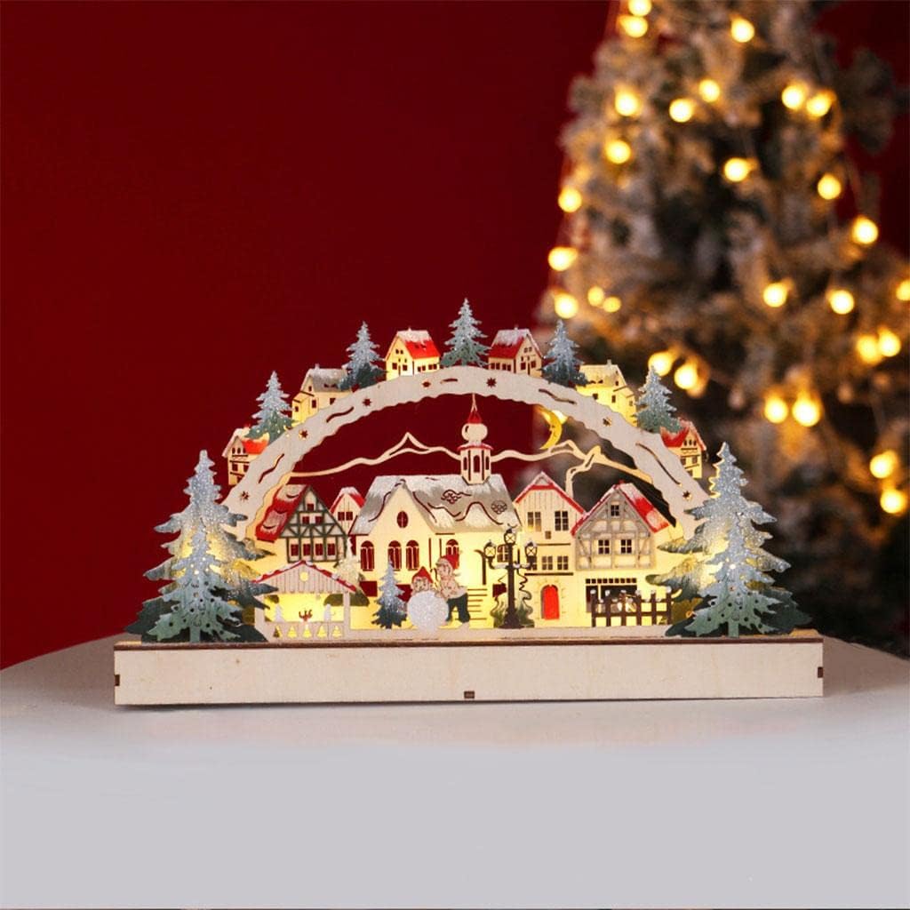 LED de Navidad de madera y decoración de escritorio para libros