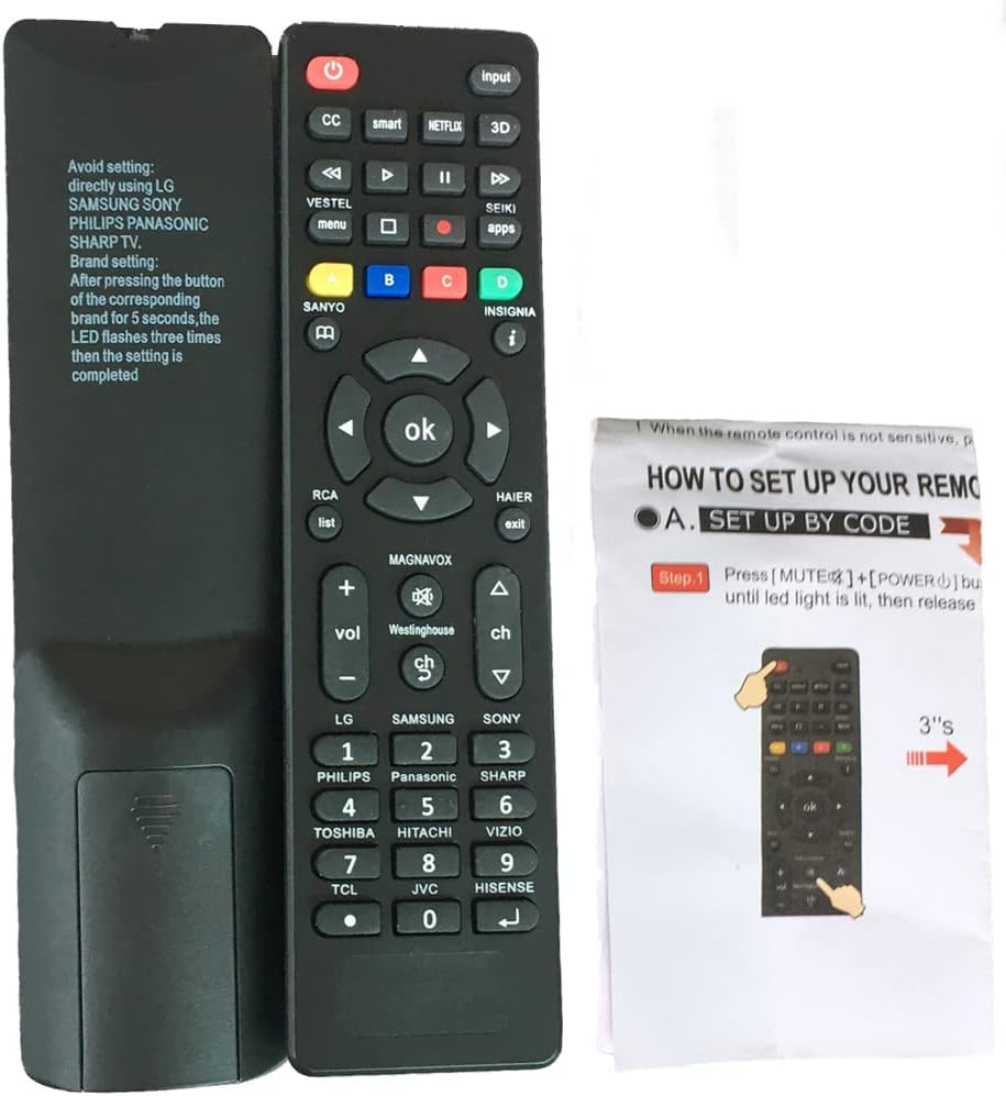 Control remoto universal de TV para televisores inteligentes Vizio TCL JVC Hisence RCA Haier Seiki Insignia Magnavox Westinghouse Smart TVs, solo