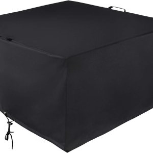 Unicook Funda cuadrada para hoguera de 38 pulgadas, resistente e impermeable, cubierta para fogata al aire libre con cordón y asas, material Unicook Funda cuadrada para hoguera de 38 pulgadas, resistente e impermeable, cubierta para fogata al aire libre con cordón y asas, material