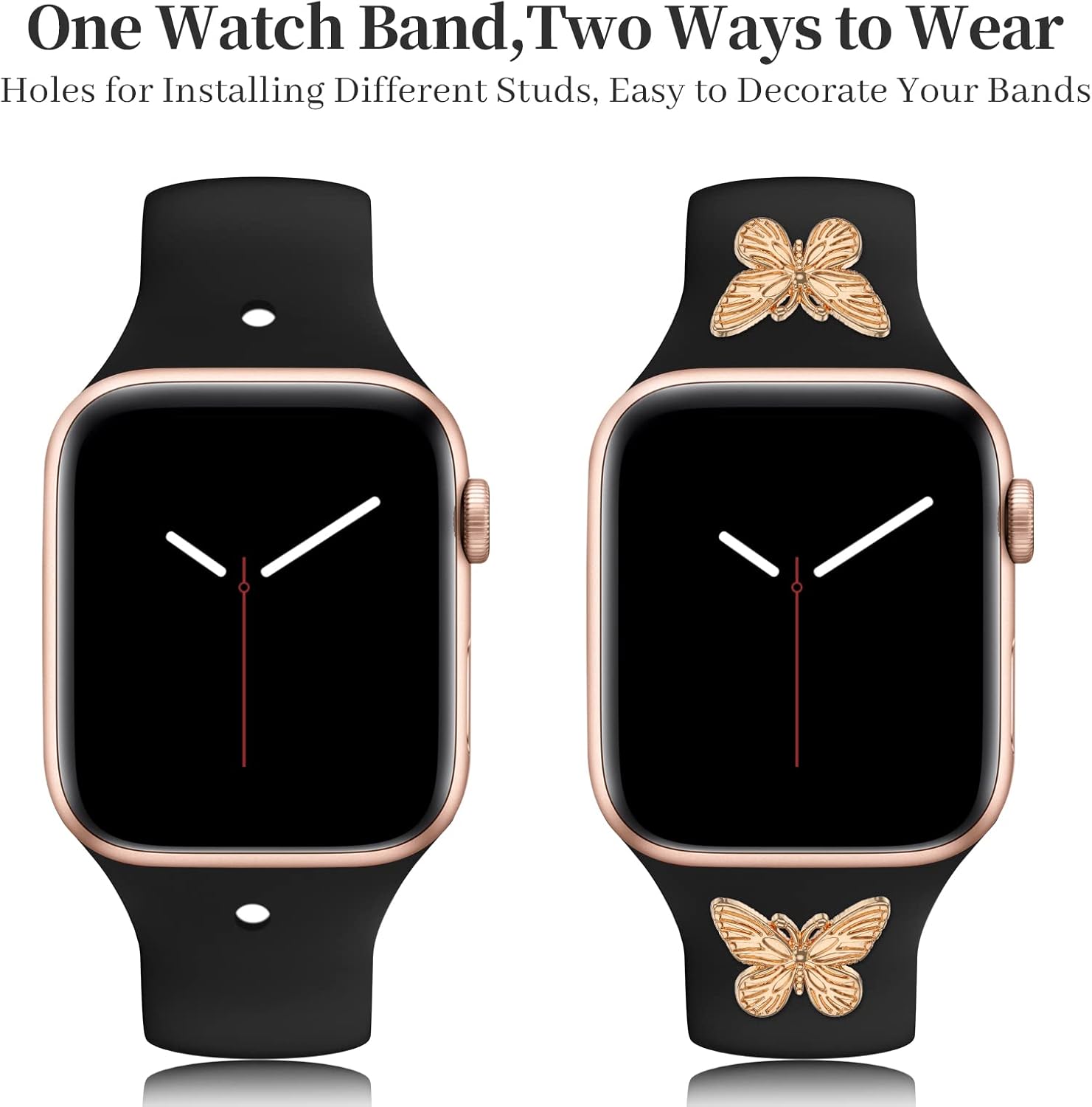 Aopigavi Correas de reloj de silicona de diseño con tachuelas compatibles con Apple Watch Band de 1.49, 1.73, 1.57, 1.77, 1.61, 1.65 y 1.73