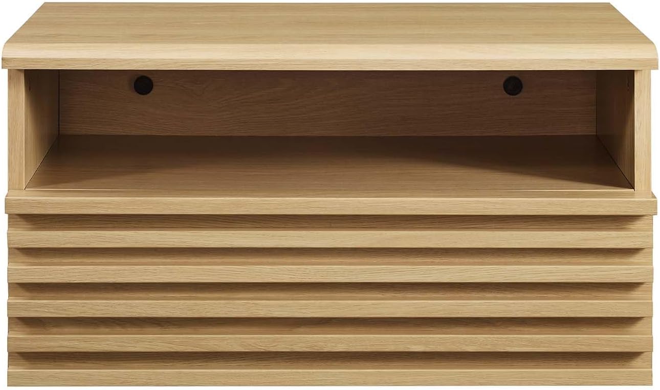 Modway Render Mid-Century – Mesita de noche moderna para montaje en pared, roble