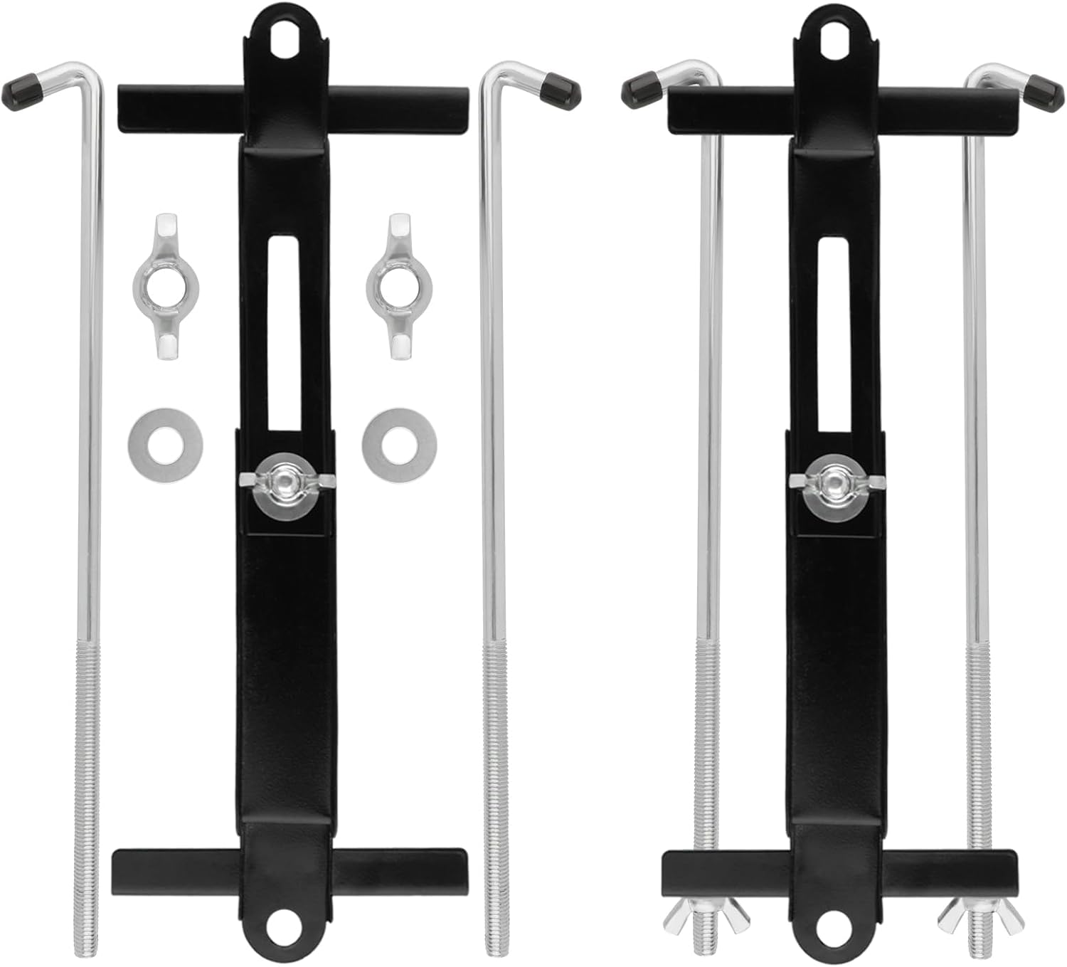 Soporte de retención de batería, paquete de 2 soportes ajustables para batería de automóvil, barra transversal universal de batería con perno en J,