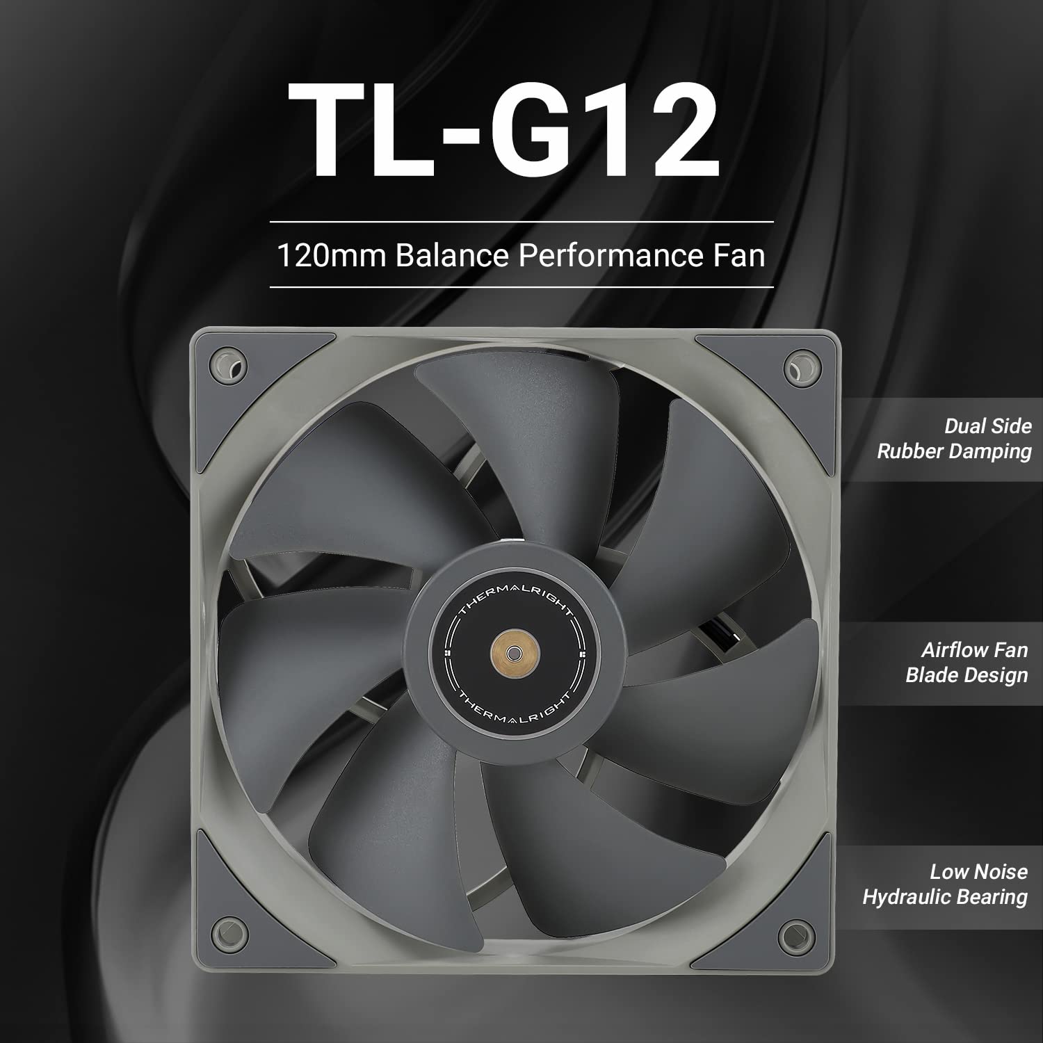 Thermalright Ventilador de CPU TL-G12 de 4.724 in, ventilador de carcasa de computadora, ventilador silencioso de PC PWM de 4 pines, 1500 RPM,