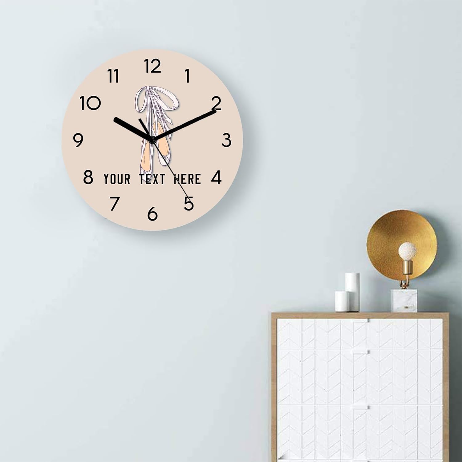 Reloj de pared de bailarina de ballet, reloj de pared redondo personalizado, fácil de leer, reloj rústico personalizado a pilas, silencioso sin