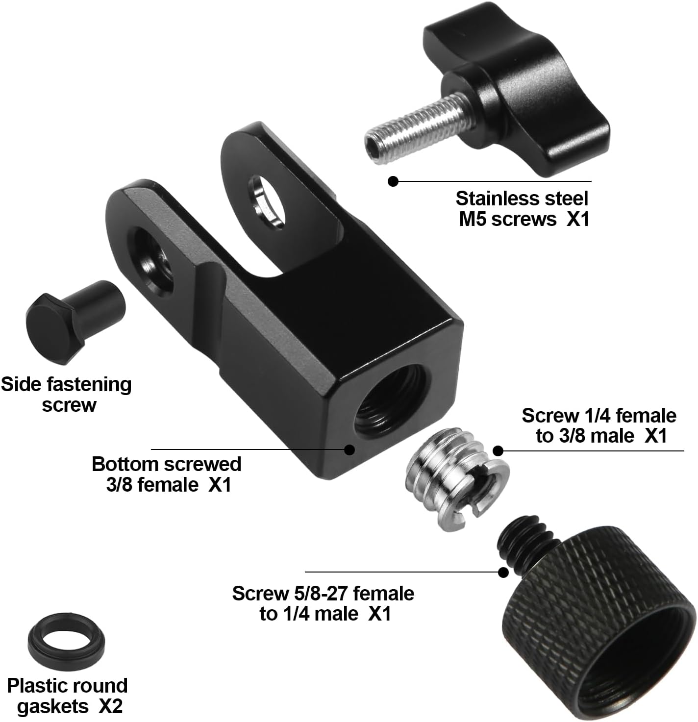 Adaptador de montaje de micrófono para Hyperx Quadcast con adaptador de tornillo de 38″ o 14″ y tuerca, funciona con soporte de micrófono HyperX