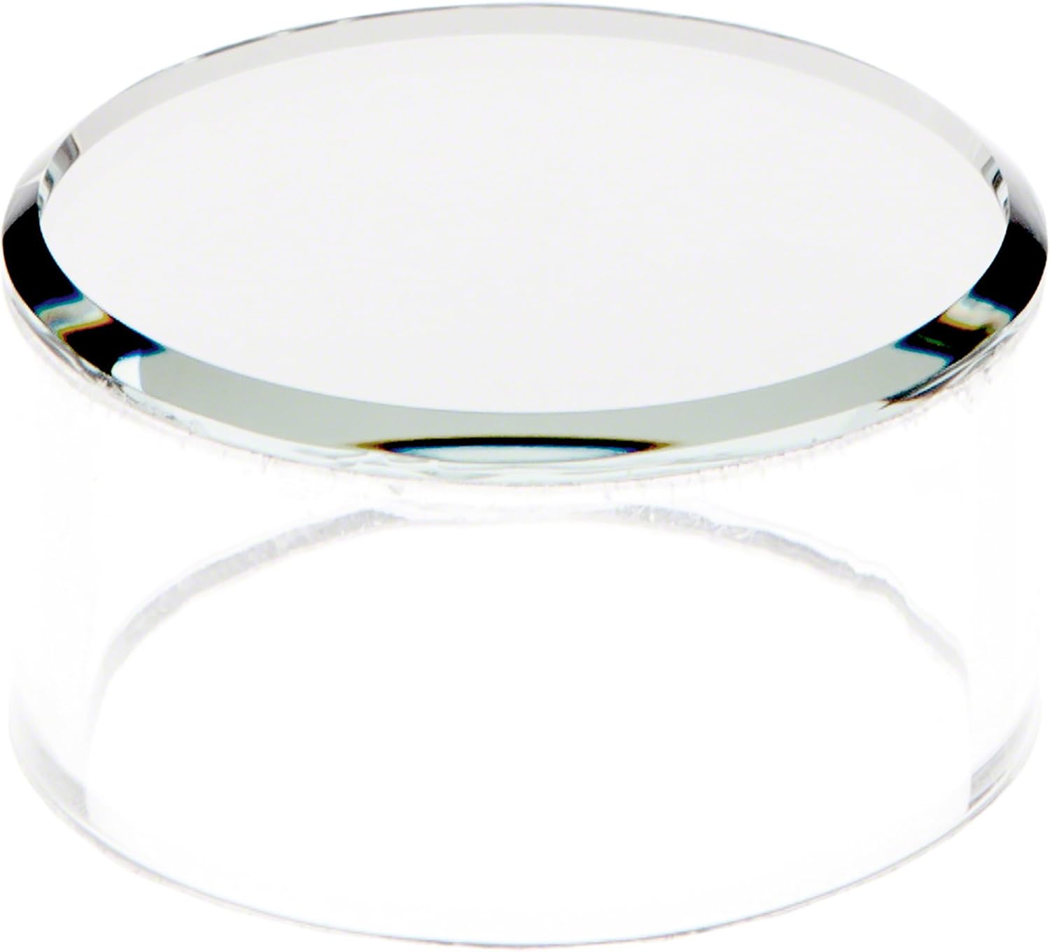 Plymor Elevador cilíndrico de acrílico transparente con espejo superior, 1 pulgada de alto x 2 pulgadas de profundidad (paquete de 12)