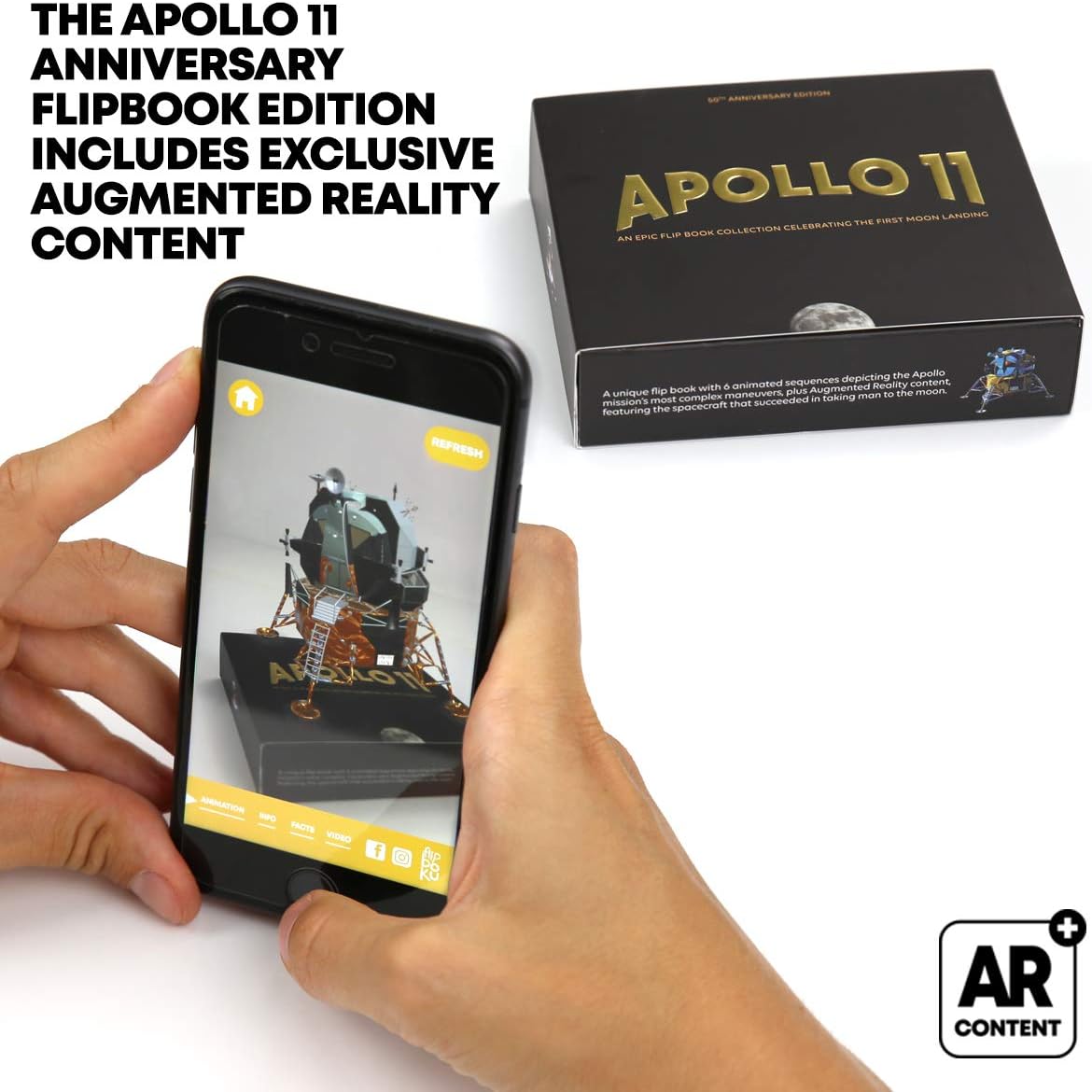 The Apollo 11 Flipbook Edition – 2 Flipbooks con 12 animaciones con el primer aterrizaje lunar de la NASA – Emocionante juego educativo – con cohete