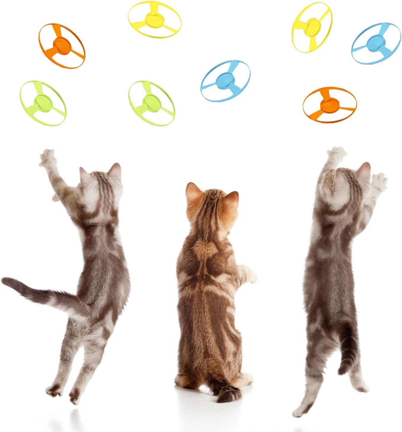 10 piezas de juguete para gatos con coloridas hélices voladoras, juguetes interactivos para gatos para gatos y gatitos persiguiendo ejercicio