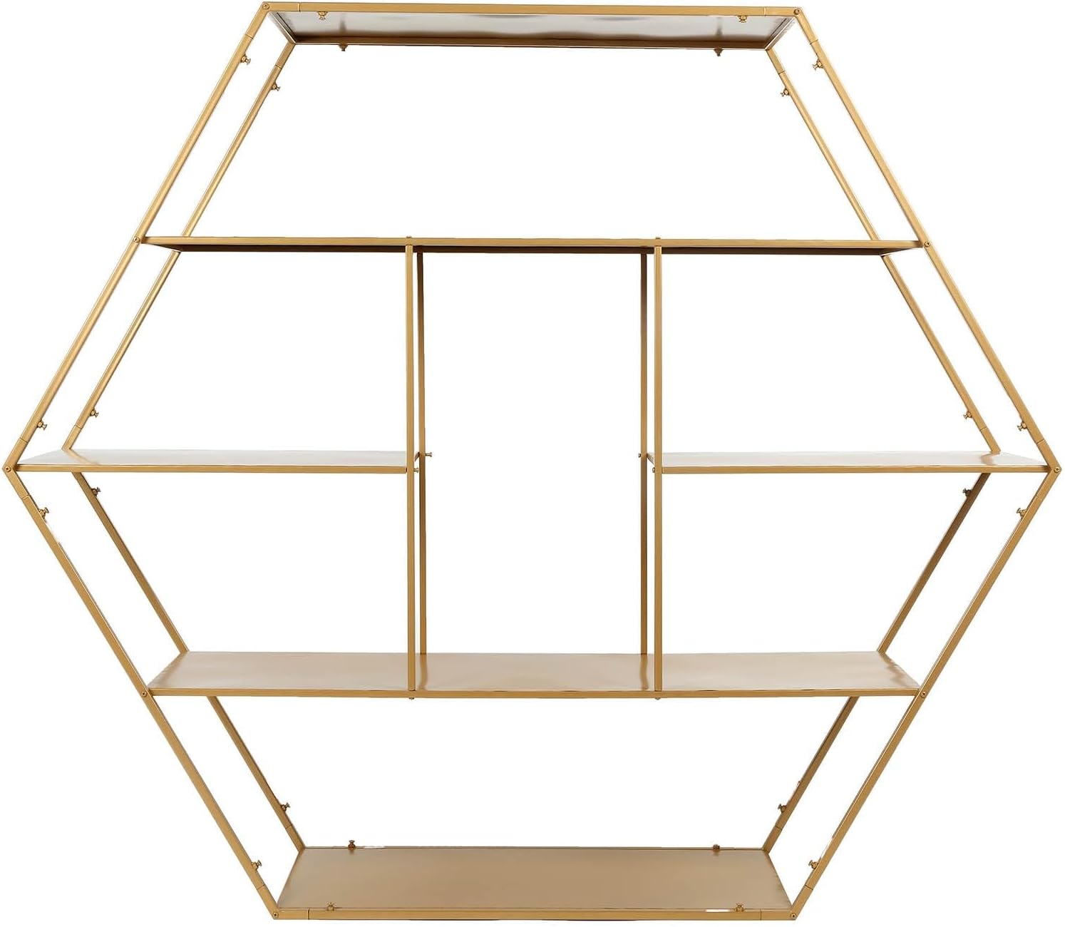 Efavormart – Soporte hexagonal grande de metal dorado para postres para tartas y postres, telón de fondo de arco de boda, estante para globos,