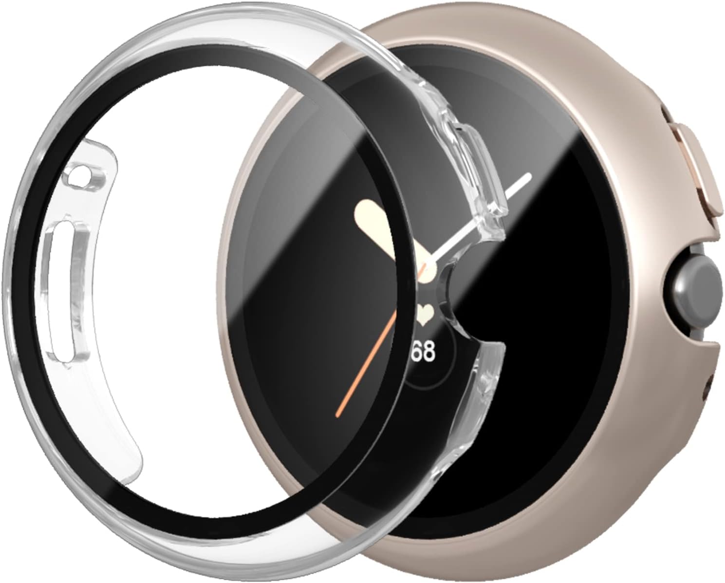 JZK – Juego de 2 fundas protectoras de pantalla para Google Pixel Watch 2 (2023), protector de pantalla de cristal, resistente a los arañazos,