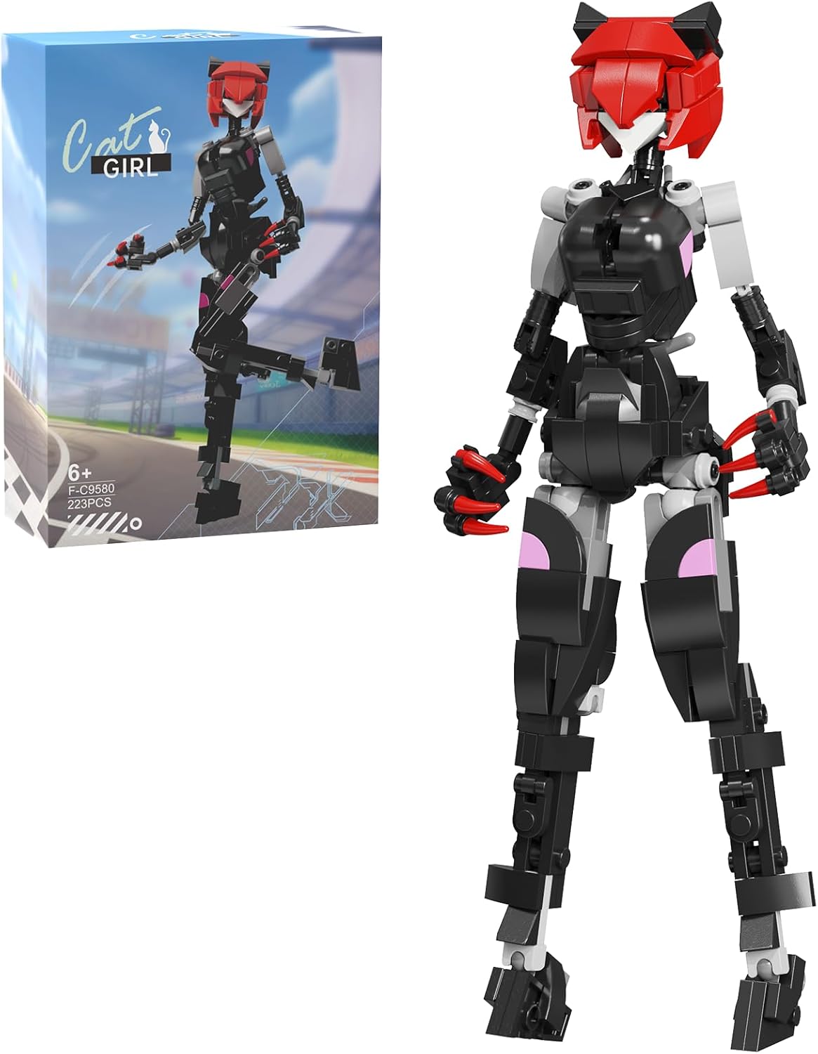 Mecha – Juego de bloques de construcción, modelo de figura de acción de robot Cat Girl, juguetes de mujer gato para niños y niñas, regalos de