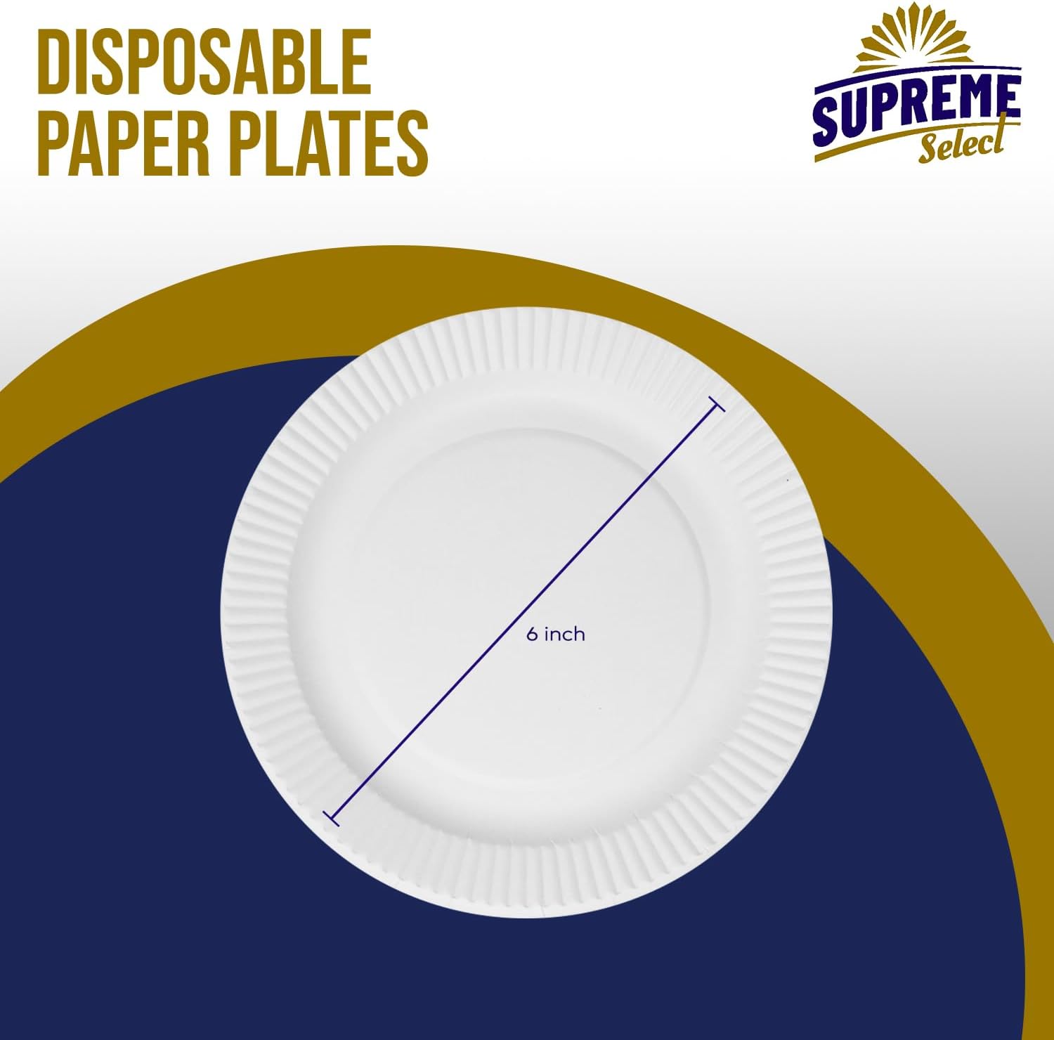 Platos de papel desechables a granel Juego de 100  6 pulgadas Plato grande blanco sin recubrimiento, ideal para fiestas de cumpleaños, bodas, Acción