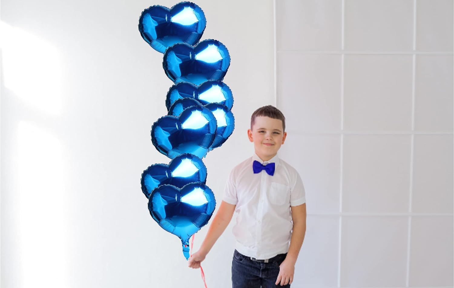 10 globos de aluminio en forma de corazón azul de 18 pulgadas de Mylar para decoración de fiesta de cumpleaños