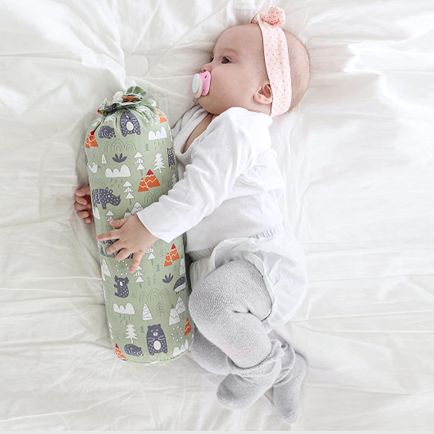 Almohada de bebé para dormir, almohada de bebé de dibujos animados para dormir, almohada para abrazar al bebé, almohada anti-rollo, almohada de