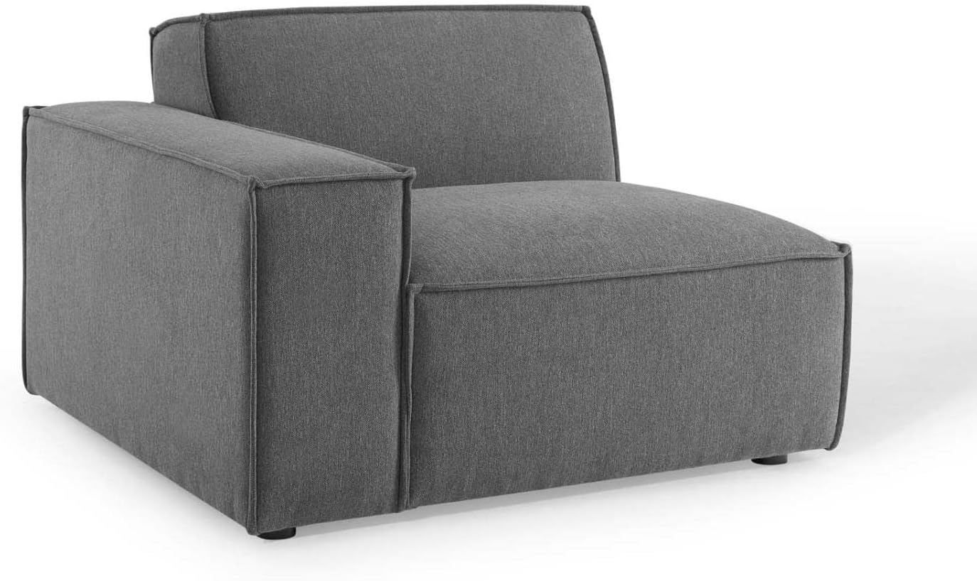 Modway Restore – Sofá modular tapizado, 5 piezas con diván, color carbón