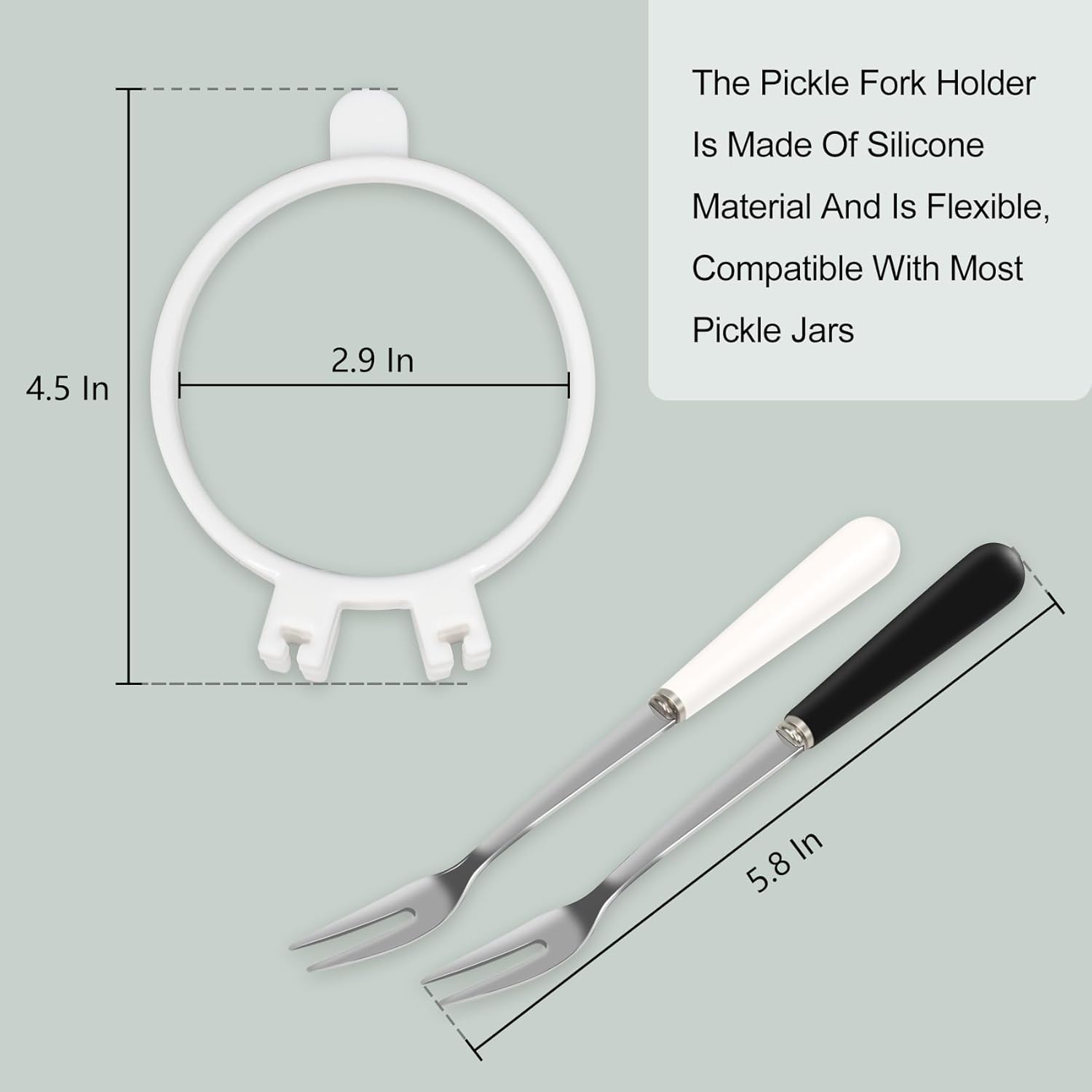 Tenedor para pepinillos compatible con la mayoría de los frascos de conserva, tenedor de acero inoxidable duradero para una fácil extracción de