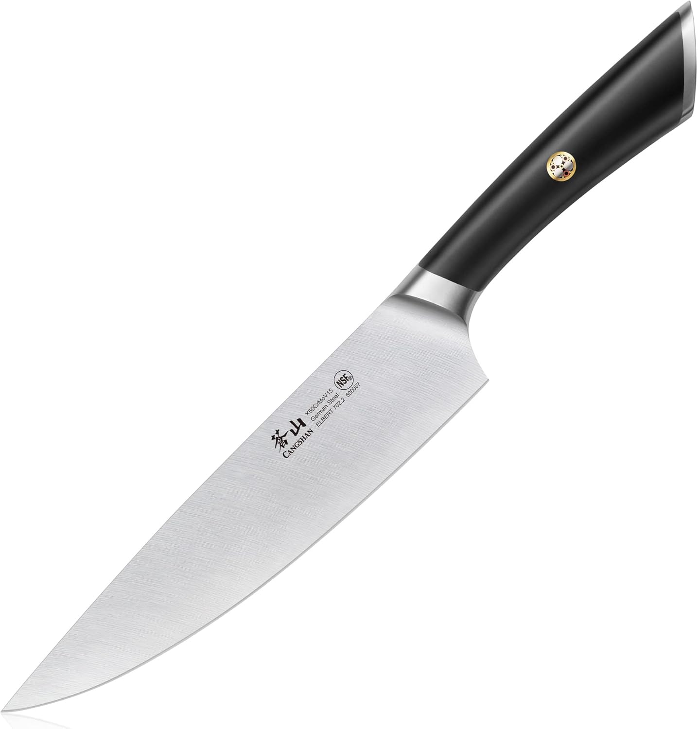 Cangshan Cuchillos de chef forjados de acero alemán serie ELBERT (negro, 8 pulgadas)