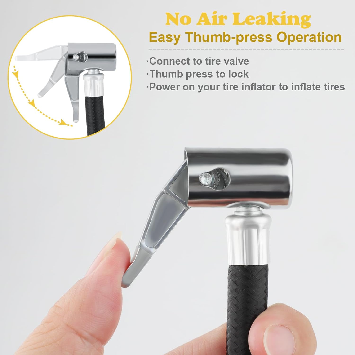 ZHSMS Manguera de inflado de neumáticos, adaptador de compresor de aire flexible de 41 pulgadas, adaptador de extensión de manguera de inflador de