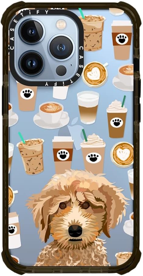 CASETiFY Ultra Impact – Funda para iPhone 13 Pro protección contra caídas de 9.8 pies  Funda transparente de café caniche para amantes de las razas
