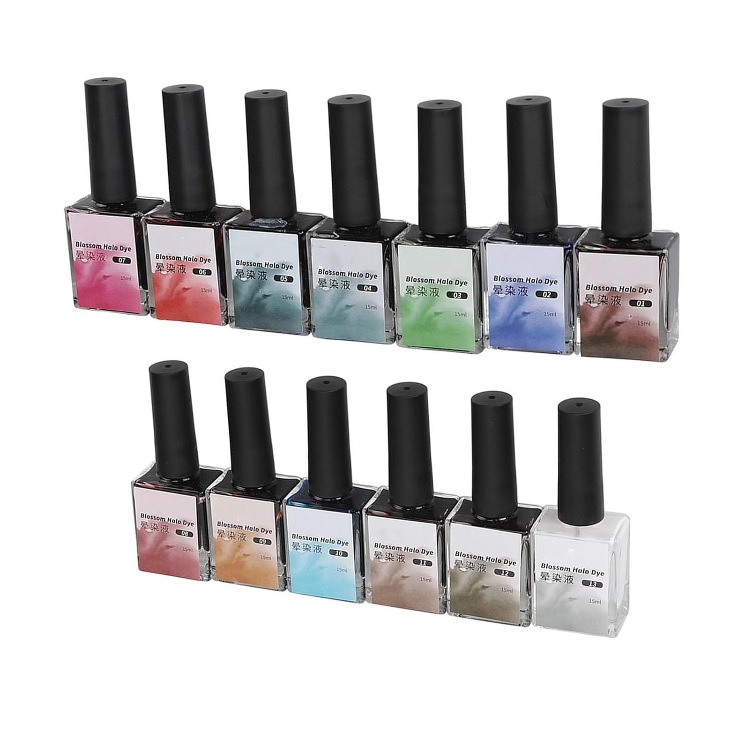 Juego de 13 colores de esmalte de uñas floreciente acuarela DIY Nail Art Dye Gel Decoraciones Herramienta de manicura