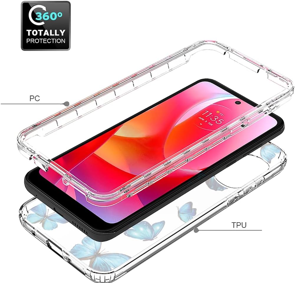 Funda para Moto G Power 2022 (no compatible con 2021) con protector de pantalla de vidrio templado, cuerpo completo, a prueba de golpes,