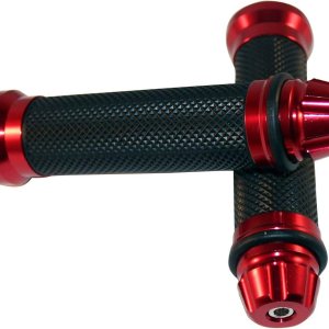Puños de gel para manillar negro con tapas de extremo CNC rojas compatibles para Kawasaki Ninja ZX6R 2007 Puños de gel para manillar negro con tapas de extremo CNC rojas compatibles para Kawasaki Ninja ZX6R 2007