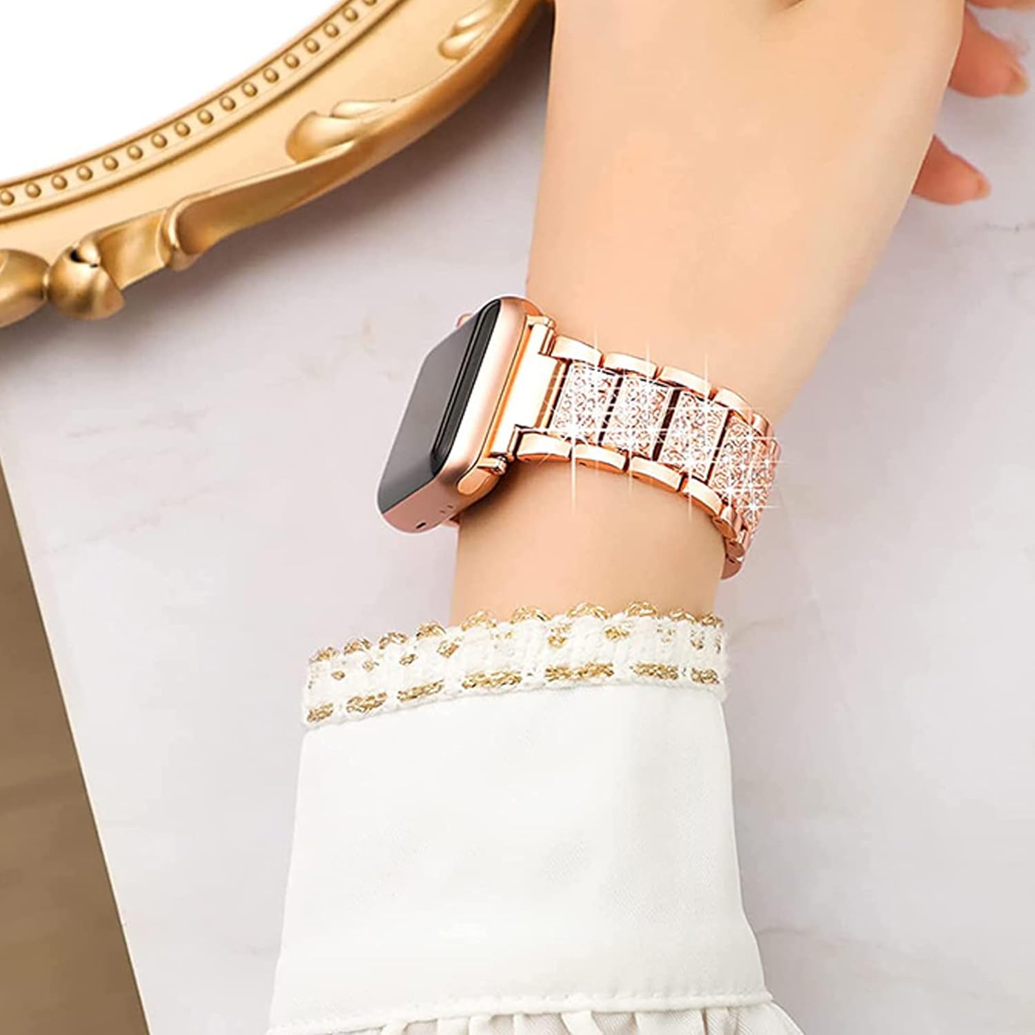 Compatible con correas de reloj inteligente Mindrose, Lamshaw de liberación rápida para mujer, joyería de metal con diamantes brillantes, correa de