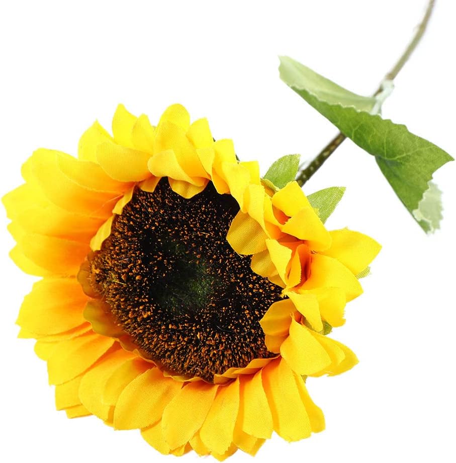 1 ramo de girasoles artificiales amarillos de 19.68 pulgadas con tallos, flores de sol artificiales realistas, ramo de girasoles de seda falsa, para