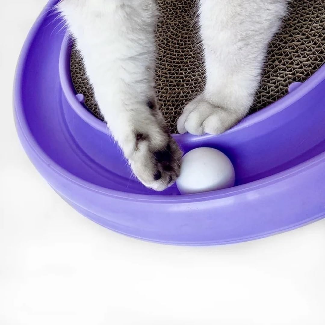 Lexweezwudi Pelota de pista de juguete para gatos e interior interactiva para mascotas, juguetes rascadores de arañazos, almohadilla para rascar
