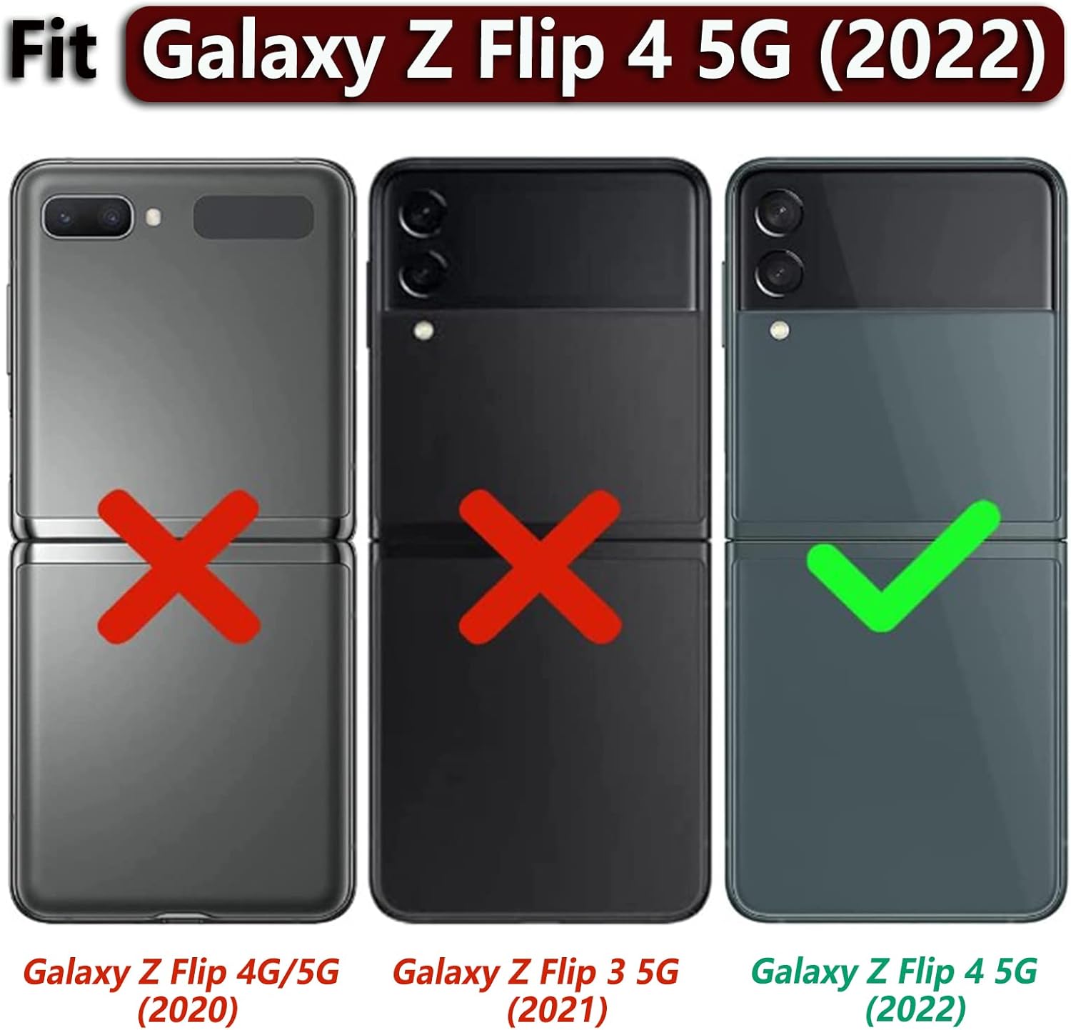 VANAVAGY Funda tipo cartera compatible con Samsung Galaxy Z Flip 4, funda de piel con tapa RFID con soporte para muñeca, carga inalámbrica con