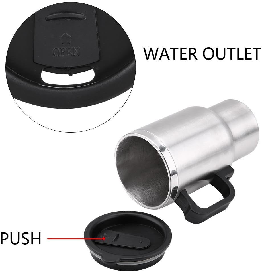 Taza de viaje térmica, 12 V 15.2 fl oz, eléctrica Incar de acero inoxidable, taza de calentamiento de viaje, taza de café, té para auto, taza con