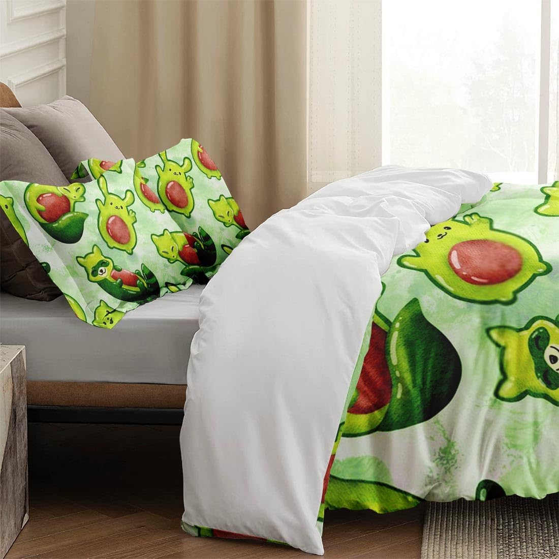 Juego de funda de edredón, juego de ropa de cama de zorro lindo Kawaii para niños y adultos, decoración de dormitorio, juego de funda de edredón de