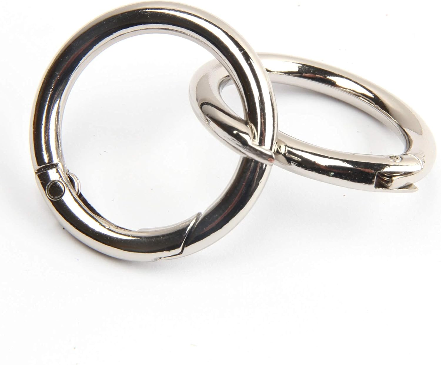 20 anillos tóricas de resorte gatillo con clip de mosquetón redondo para llaveros, hebilla, bolsas, monederos (plata, 34 pulgadas)