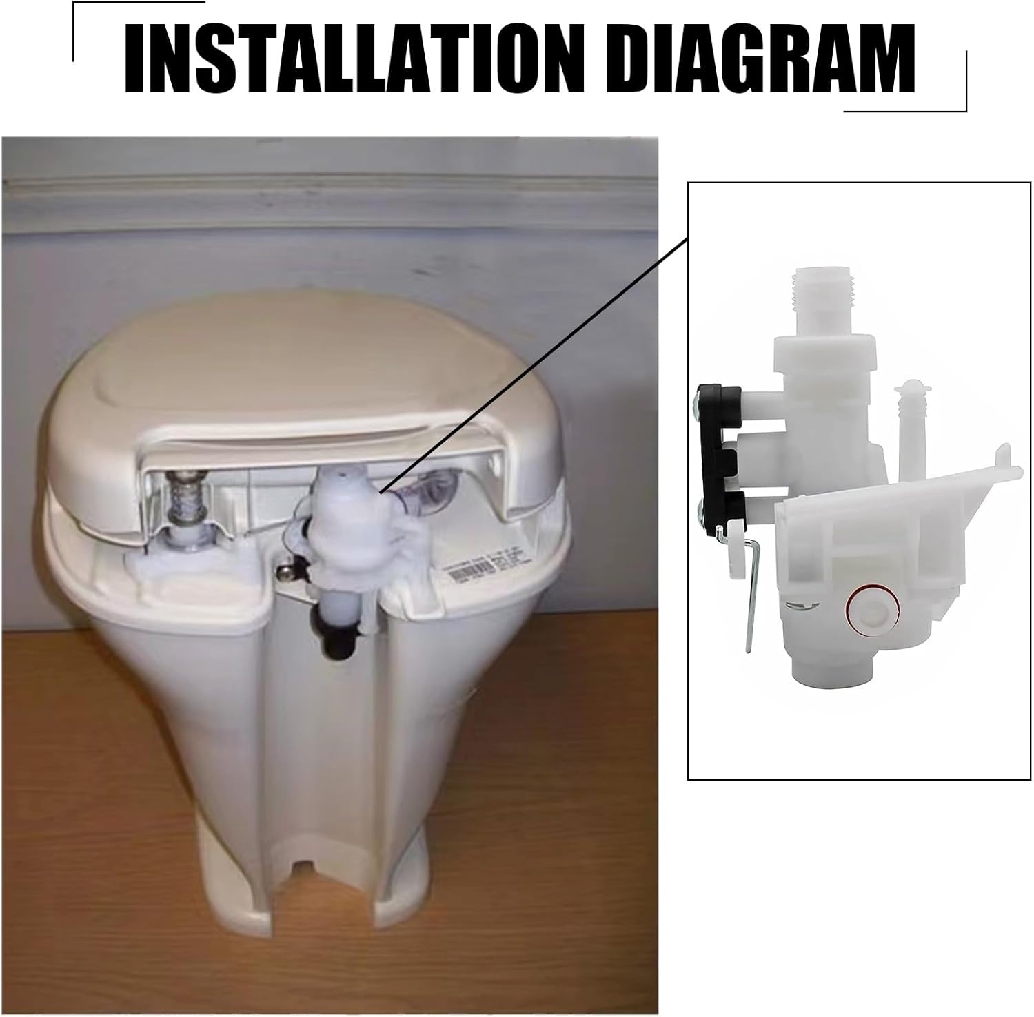 1 pieza de repuesto de válvula de agua de inodoro para RV, sellado mejorado y accesorios a prueba de fugas, kit de válvula de agua de inodoro 31705,